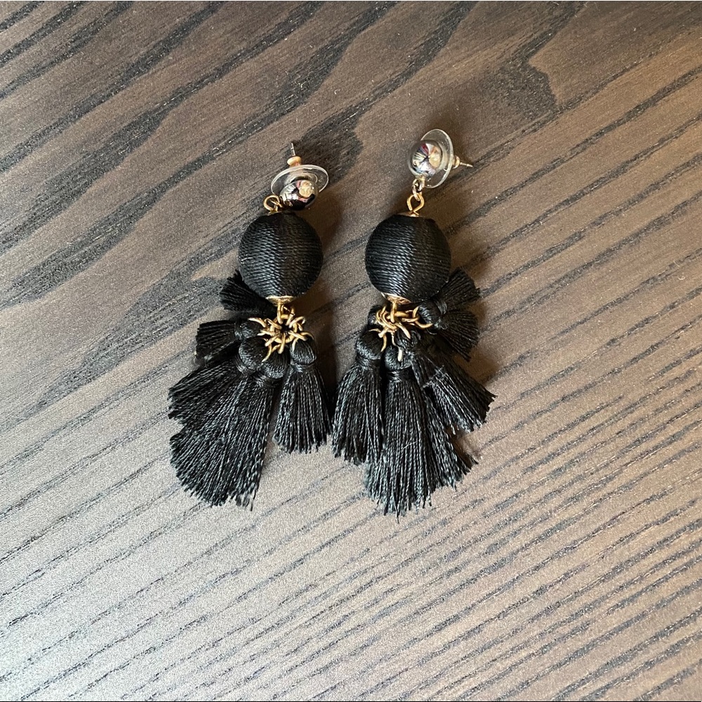 Black Multi Tassel Earrings